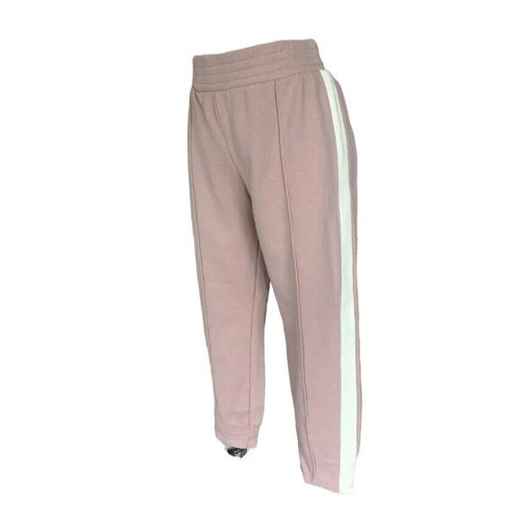 Wesley Jogger Track Sweat Pants Blush Pink Side Stripe Athleisure Lounge Medium - Picture 1 of 11